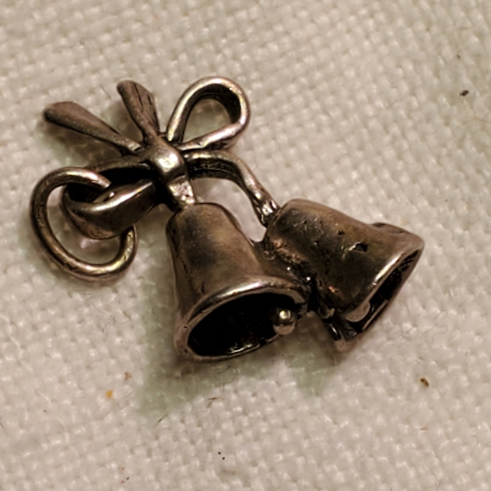 Vintage Wedding Bells 925 Silver Charm Bracelet Charm